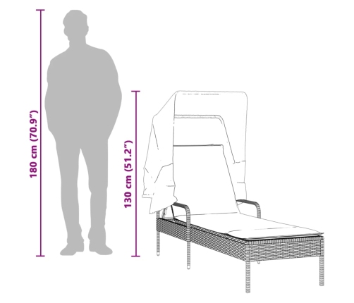 vidaXL sauļošanās zviļņi 2 gab., ar jumtiņiem un galdu, PE rotangpalma