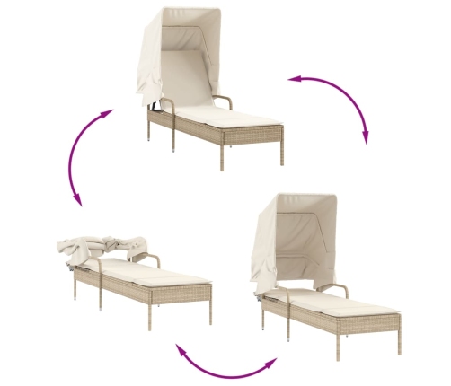 Sauļošanās Zviļņi 2 Gab., Ar Jumtiņiem Un Galdu, Pe Rotangpalma Vidaxl