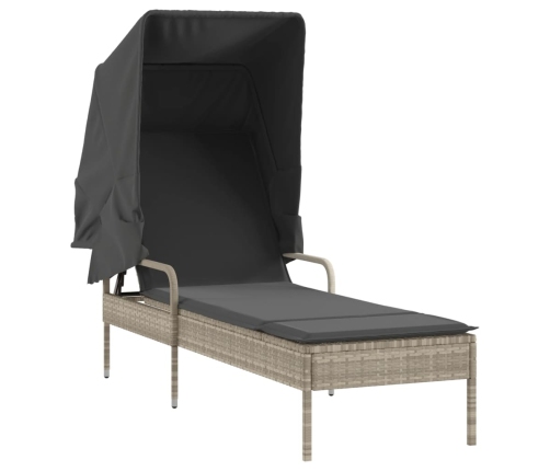 vidaXL sauļošanās zviļņi 2 gab., ar jumtiņiem un galdu, PE rotangpalma