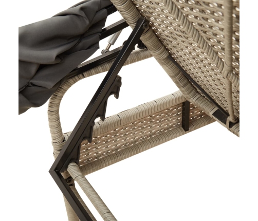 vidaXL sauļošanās zviļņi 2 gab., ar jumtiņiem un galdu, PE rotangpalma