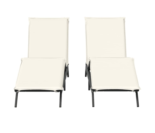 Sauļošanās Zviļņi Ar Matračiem, 2 Gab., Melna Pe Rotangpalma Vidaxl