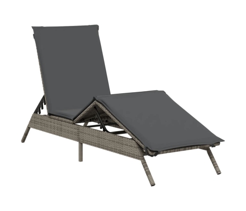 vidaXL sauļošanās zviļņi ar matračiem 2gab gaiši pelēka PE rotangpalma