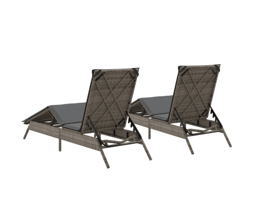 vidaXL sauļošanās zviļņi ar matračiem 2gab gaiši pelēka PE rotangpalma