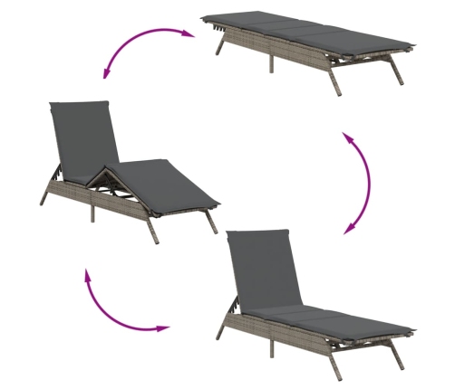 vidaXL sauļošanās zviļņi ar matračiem 2gab gaiši pelēka PE rotangpalma