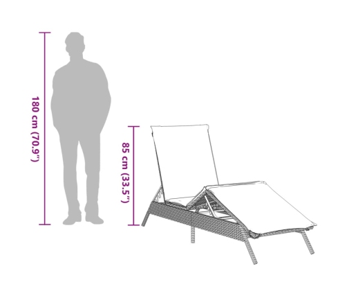 vidaXL sauļošanās zviļņi ar matračiem, 2 gab., bēša PE rotangpalma
