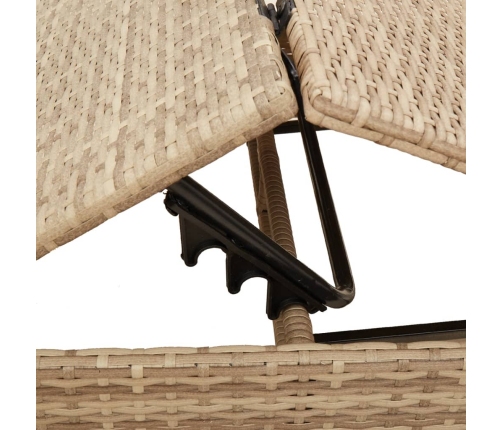 vidaXL sauļošanās zviļņi ar matračiem, 2 gab., bēša PE rotangpalma