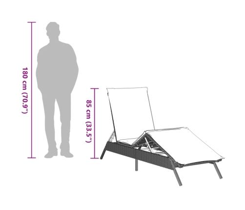 vidaXL sauļošanās zviļņi 2gab ar matračiem gaiši pelēka PE rotangpalma