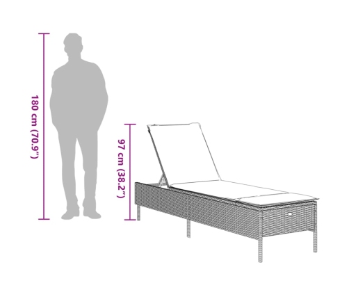 vidaXL sauļošanās zviļņi ar matračiem, 2 gab., melna PE rotangpalma