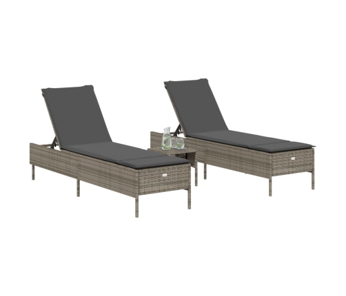 vidaXL sauļošanās zviļņi ar matračiem 2gab gaiši pelēka PE rotangpalma
