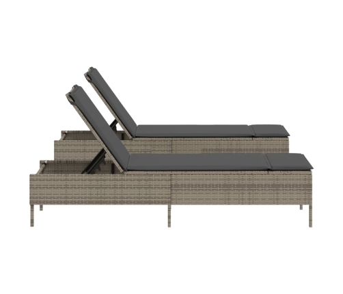 vidaXL sauļošanās zviļņi ar matračiem 2gab gaiši pelēka PE rotangpalma