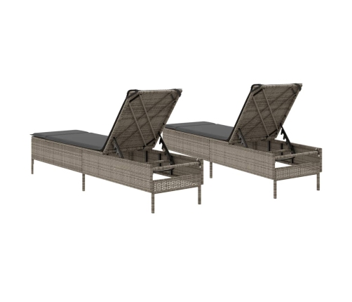 vidaXL sauļošanās zviļņi ar matračiem 2gab gaiši pelēka PE rotangpalma