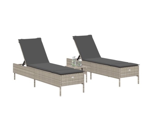 Sauļošanās Zviļņi 2Gab Ar Matračiem Gaiši Pelēka Pe Rotangpalma Vidaxl