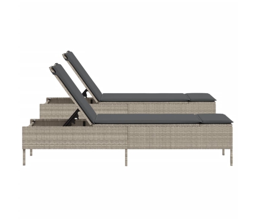 Sauļošanās Zviļņi 2Gab Ar Matračiem Gaiši Pelēka Pe Rotangpalma Vidaxl