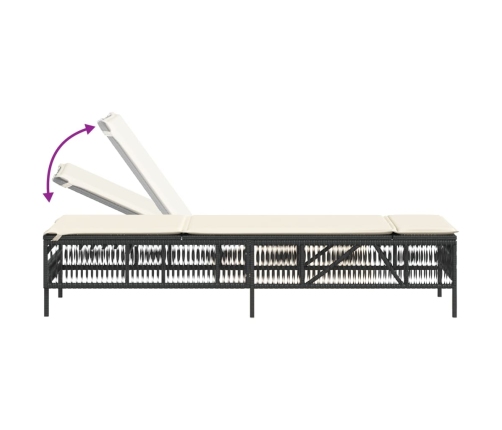 vidaXL sauļošanās zviļņi ar matračiem, 2 gab., melna PE rotangpalma