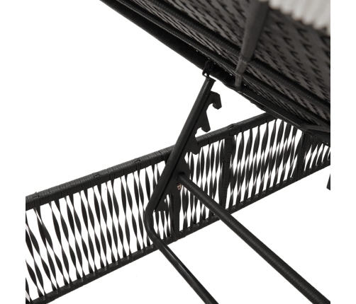 vidaXL sauļošanās zviļņi ar matračiem, 2 gab., melna PE rotangpalma