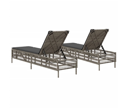 vidaXL sauļošanās zviļņi ar matračiem 2gab gaiši pelēka PE rotangpalma