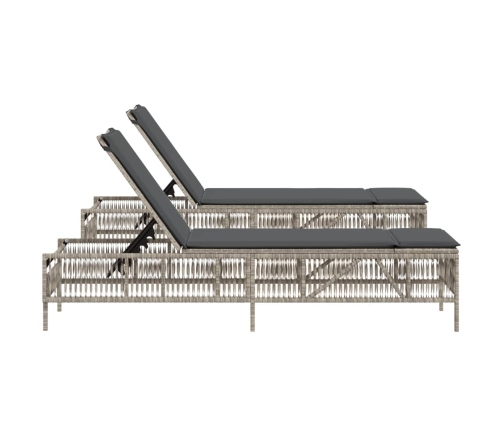 vidaXL sauļošanās zviļņi 2gab ar matračiem gaiši pelēka PE rotangpalma