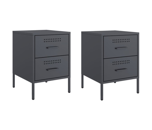 vidaXL naktsskapīši, 2 gab., antracītpelēki, 36x39x50,5 cm, tērauds