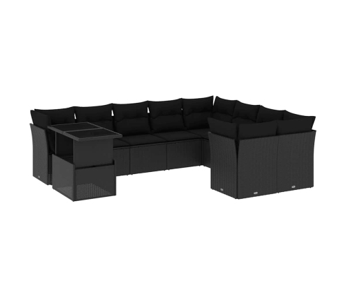 10-Daļīgs Dārza Dīvāna Komplekts, Matrači, Melna Pe Rotangpalma Vidaxl