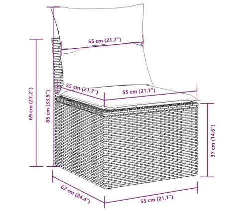 vidaXL 10-daļīgs dārza dīvāna komplekts, matrači, melna PE rotangpalma