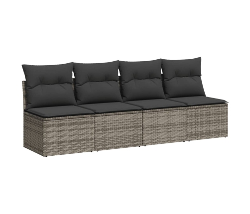 vidaXL 10-daļīgs dārza dīvāna komplekts ar matračiem, pelēks PE pinums