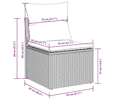 vidaXL 11-daļīgs dārza dīvāna komplekts, matrači, melna PE rotangpalma