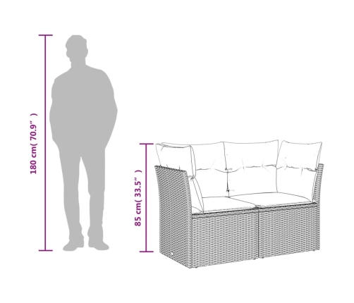 vidaXL 11-daļīgs dārza dīvāna komplekts ar matračiem, pelēks PE pinums