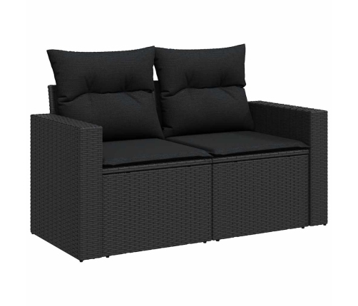 vidaXL 10-daļīgs dārza dīvāna komplekts, matrači, melna PE rotangpalma