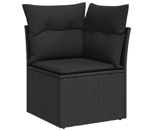 vidaXL 10-daļīgs dārza dīvāna komplekts, matrači, melna PE rotangpalma