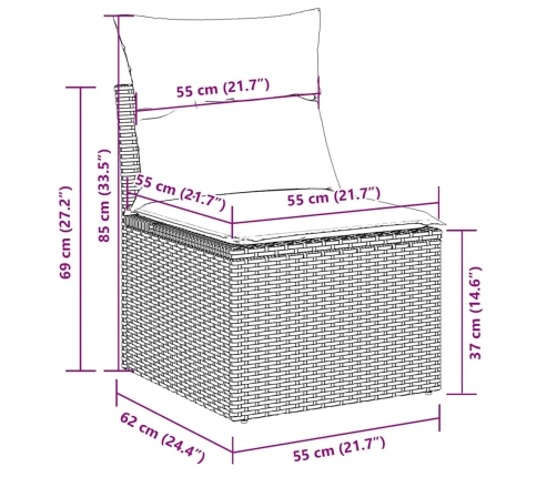 vidaXL 10-daļīgs dārza dīvāna komplekts, matrači, bēša PE rotangpalma