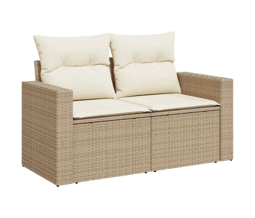 vidaXL 10-daļīgs dārza dīvāna komplekts, matrači, bēša PE rotangpalma