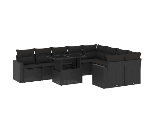 10-Daļīgs Dārza Dīvāna Komplekts, Matrači, Melna Pe Rotangpalma Vidaxl
