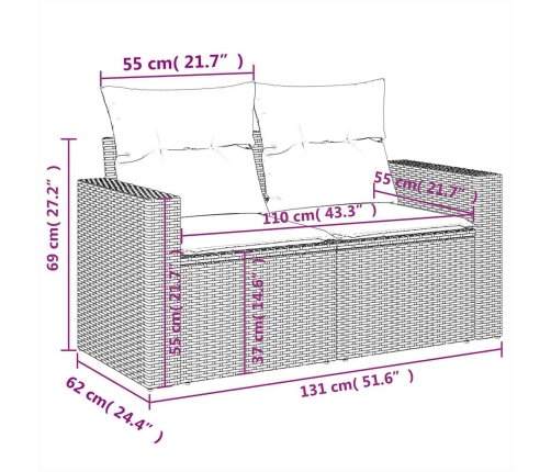 10-Daļīgs Dārza Dīvāna Komplekts, Matrači, Melna Pe Rotangpalma Vidaxl