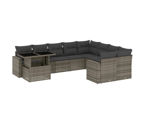 10-Daļīgs Dārza Dīvāna Komplekts Ar Matračiem, Pelēks Pe Pinums Vidaxl