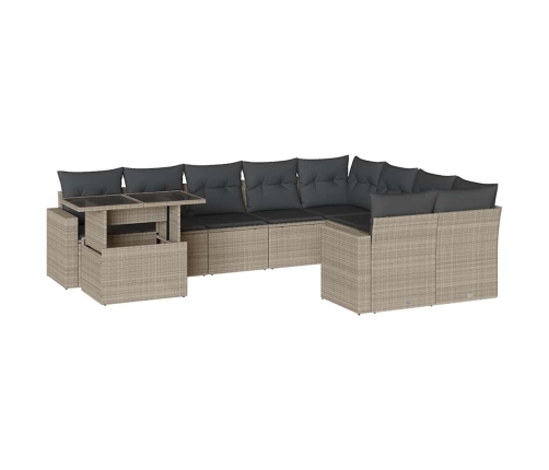 10-Daļīgs Dārza Dīvāna Komplekts Ar Matračiem, Pelēka Pe Pinums Vidaxl