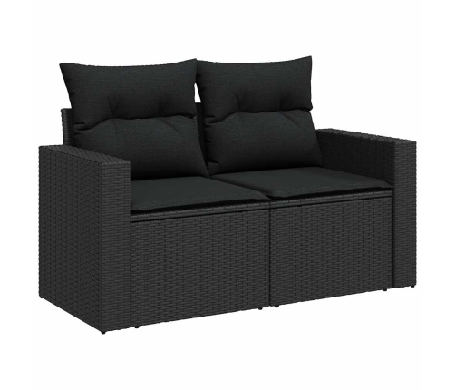 vidaXL 11-daļīgs dārza dīvāna komplekts, matrači, melna PE rotangpalma