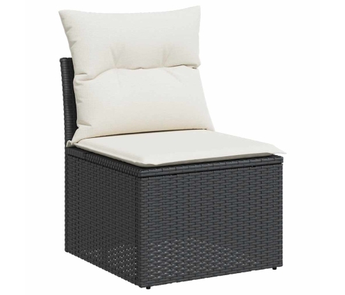 vidaXL 11-daļīgs dārza dīvāna komplekts, matrači, melna PE rotangpalma