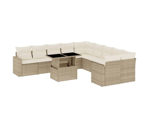 11-Daļīgs Dārza Dīvāna Komplekts, Matrači, Bēša Pe Rotangpalma Vidaxl