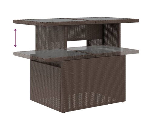 vidaXL 11-daļīgs dārza dīvāna komplekts, matrači, brūna PE rotangpalma