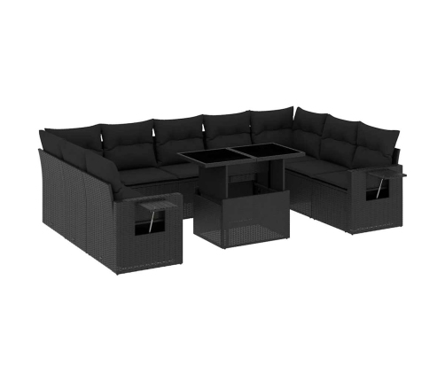 10-Daļīgs Dārza Dīvāna Komplekts, Matrači, Melna Pe Rotangpalma Vidaxl