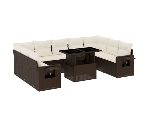 10-Daļīgs Dārza Dīvāna Komplekts, Matrači, Brūna Pe Rotangpalma Vidaxl