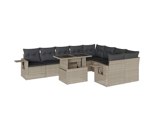 10-Daļīgs Dārza Dīvāna Komplekts Ar Matračiem, Pelēka Pe Pinums Vidaxl