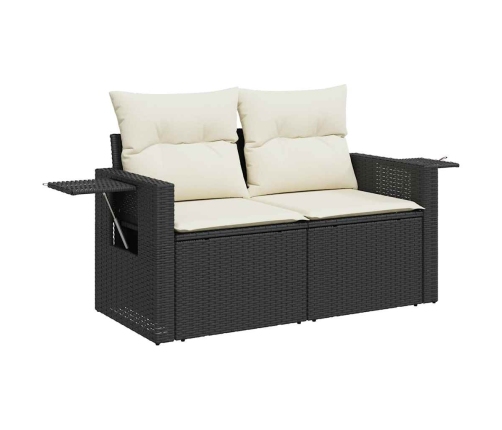 vidaXL 10-daļīgs dārza dīvāna komplekts, matrači, melna PE rotangpalma