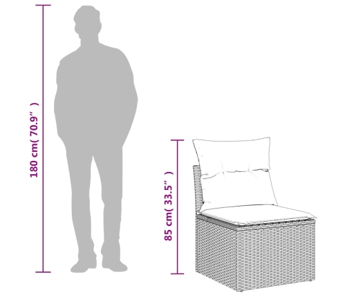 vidaXL 11-daļīgs dārza dīvāna komplekts, matrači, melna PE rotangpalma
