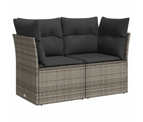 vidaXL 10-daļīgs dārza dīvāna komplekts ar matračiem, pelēks PE pinums