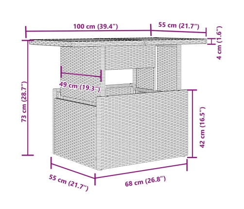 vidaXL 10-daļīgs dārza dīvāna komplekts ar matračiem, pelēka PE pinums