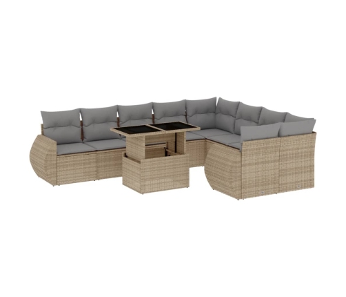 10-Daļīgs Dārza Dīvāna Komplekts, Matrači, Bēša Pe Rotangpalma Vidaxl