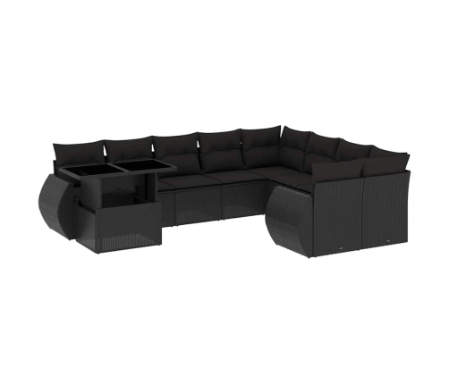 10-Daļīgs Dārza Dīvāna Komplekts, Matrači, Melna Pe Rotangpalma Vidaxl