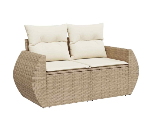 vidaXL 10-daļīgs dārza dīvāna komplekts, matrači, bēša PE rotangpalma