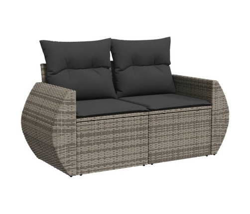 vidaXL 10-daļīgs dārza dīvāna komplekts ar matračiem, pelēks PE pinums